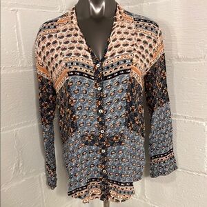 Free People Floral Button-Up Women's Top Small Lightweight